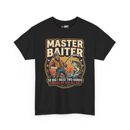 Colorful and playful, the Master Baiter Rude Fishing Tee features a cartoon fisherman, bold “MASTER BAITER” text, and a cheeky line—ideal for anyone with a sense of humor who loves funny fishing t-shirts.