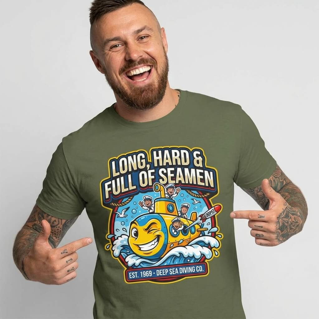 "Long, Hard & Full of Seamen" Funny Submarine T-Shirt