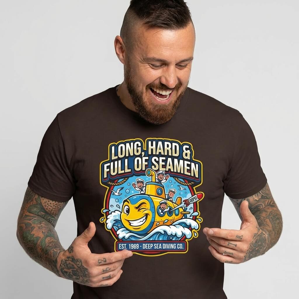"Long, Hard & Full of Seamen" Funny Submarine T-Shirt