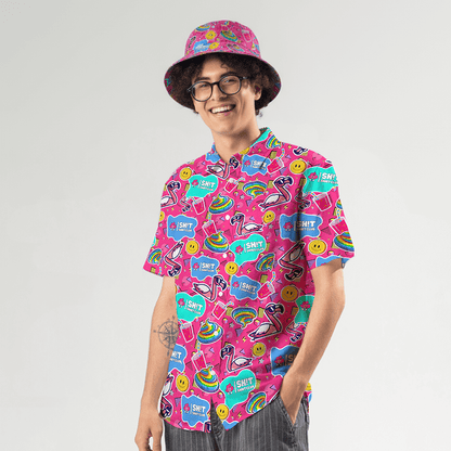 Person wearing the Badass Shirt and matching Badass Bucket Hat on a white background