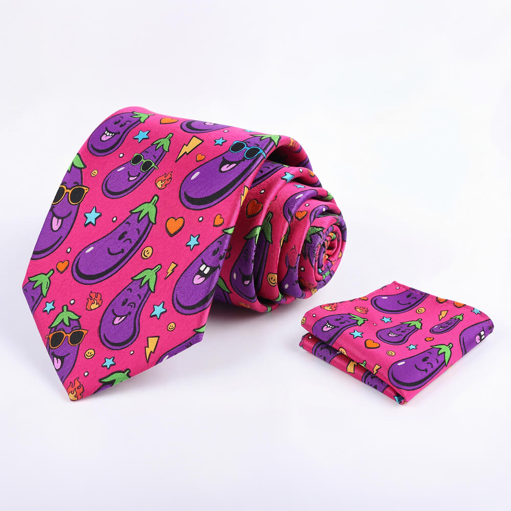 Jolly Todger Eggplant Tie Set