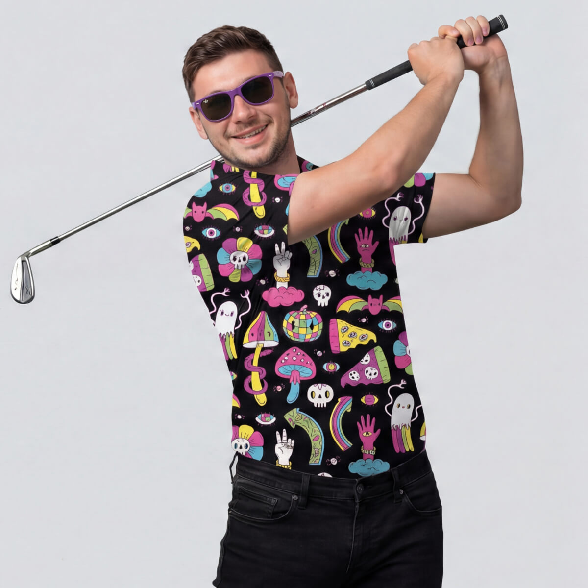 Fungi On The Front Nine Golf Polo Shirt