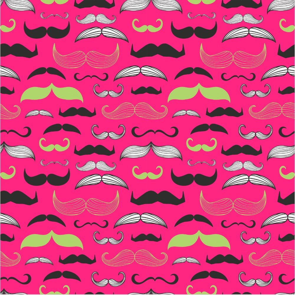 The Movember Bucket Hat features a seamless pattern of black, white, and yellow mustaches on bright pink—an eye-catching, playful design perfect as a novelty charity accessory.