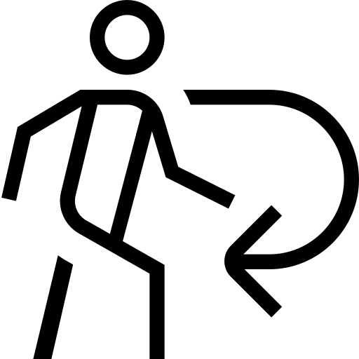 A person kneeling and planting a small plant in soil with one hand, while holding a trowel in the other hand. The image is a simple black and white outline drawing.
